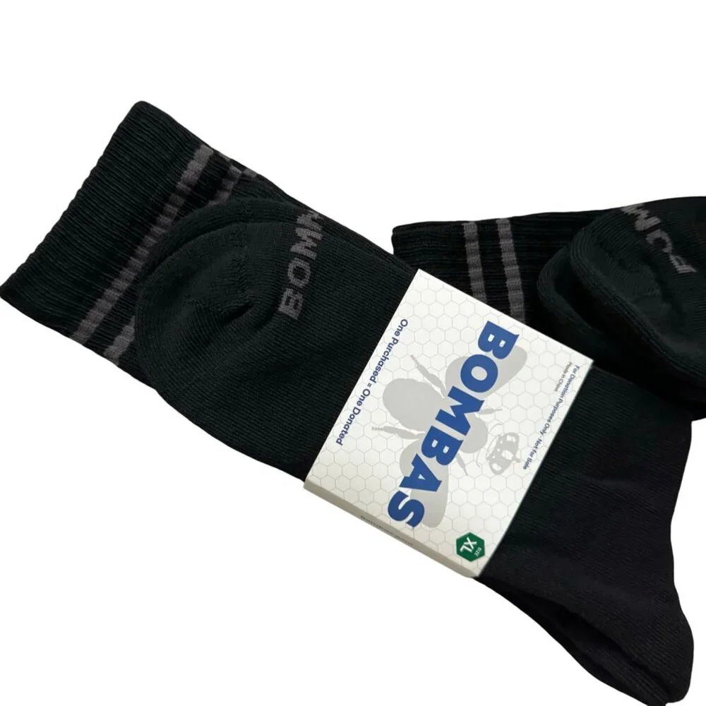 Bombas midcalf socks mens size XL Black Honeycomb stay up antimicrobial treatmen